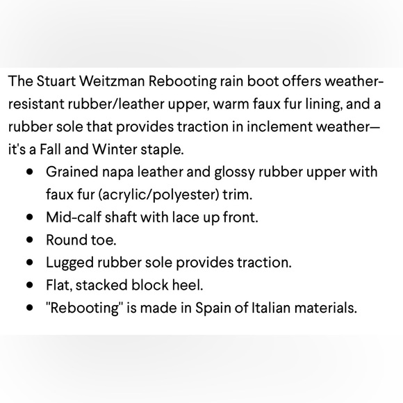 NWT Stuart Weizmann faux-fur trimmed rain boots. Size 7